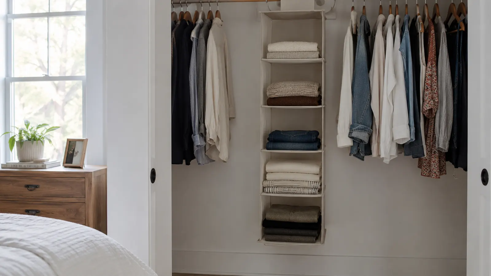 How to Double Your Closet Space with a Hanging Shelf Organizer